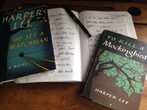 Watchman and Mockingbird with a draft of this blog post