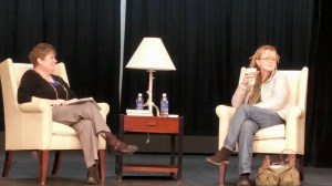 Professor Kathy Ivey interviewing Anne Lamott / visitingwriters.lr.edu