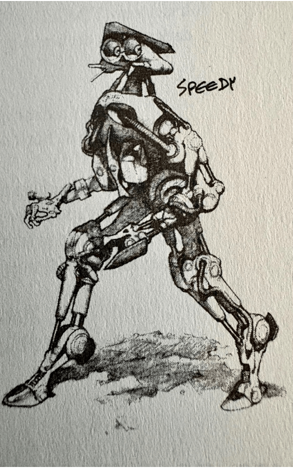 Speedy, the SPD 13 robot, as depicted by artist Mark Zug                                                 Ellison, Harlan, and Isaac Asimov. I, Robot: The Illustrated Screenplay
